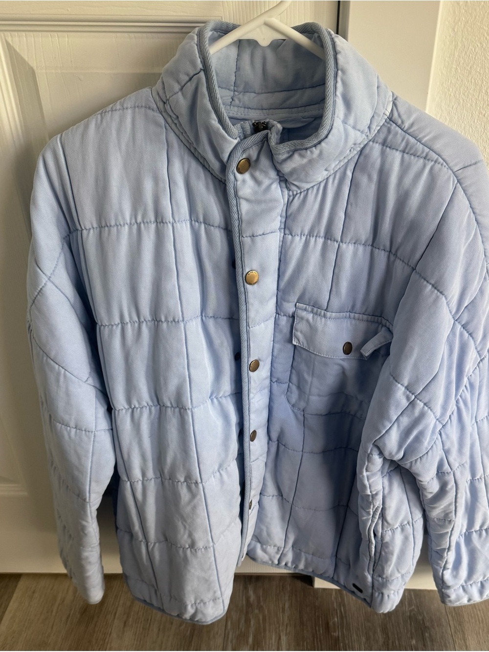 Light Blue Quilted  Puffer Jacket